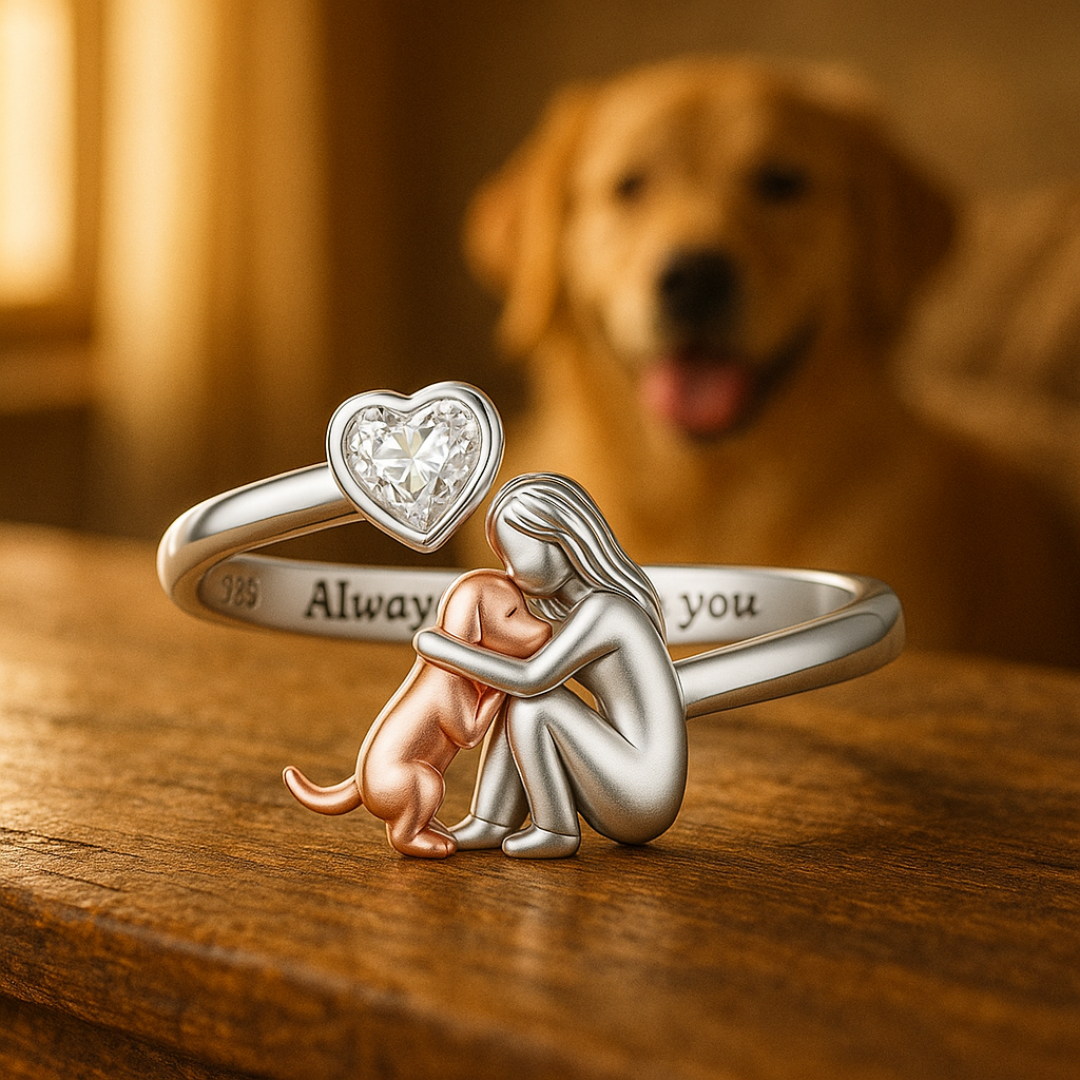 Adjustable Silver Dog Ring – “Always in My Heart” - Laura Gioielli