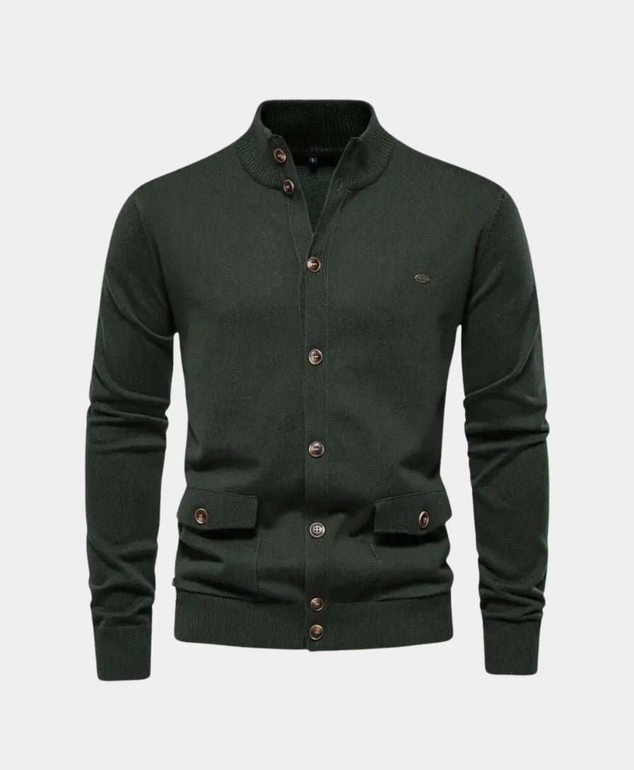 Knitted Cotton Sweater with High Collar - Finley & Family