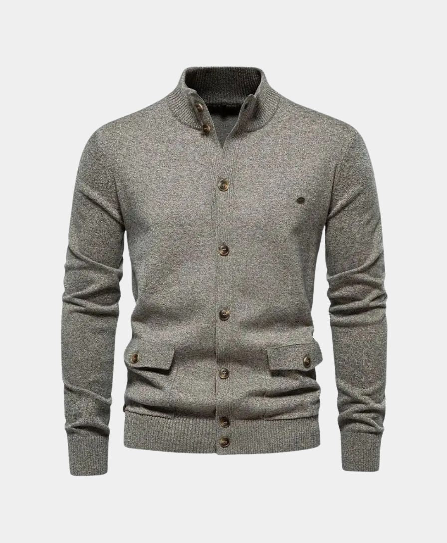 Knitted Cotton Sweater with High Collar - Finley & Family