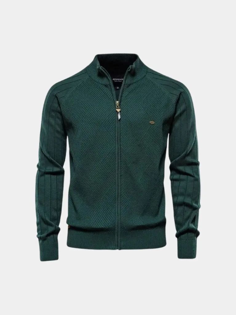 Simple Jacquard Zip Sweater - Finley & Family