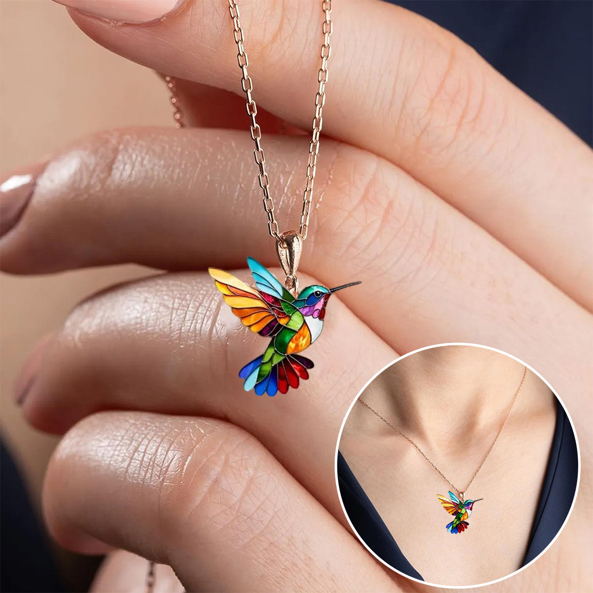 Colourful Hummingbird Necklace