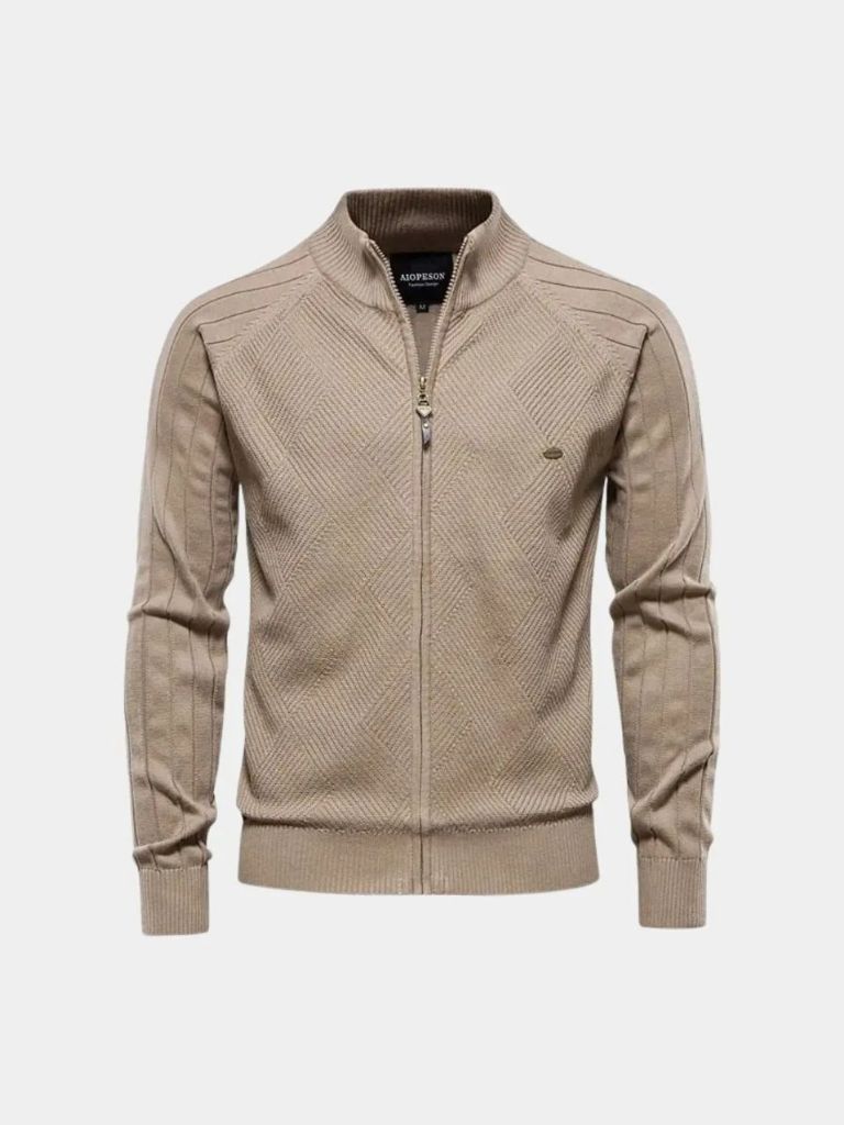 Simple Jacquard Zip Sweater - Finley & Family