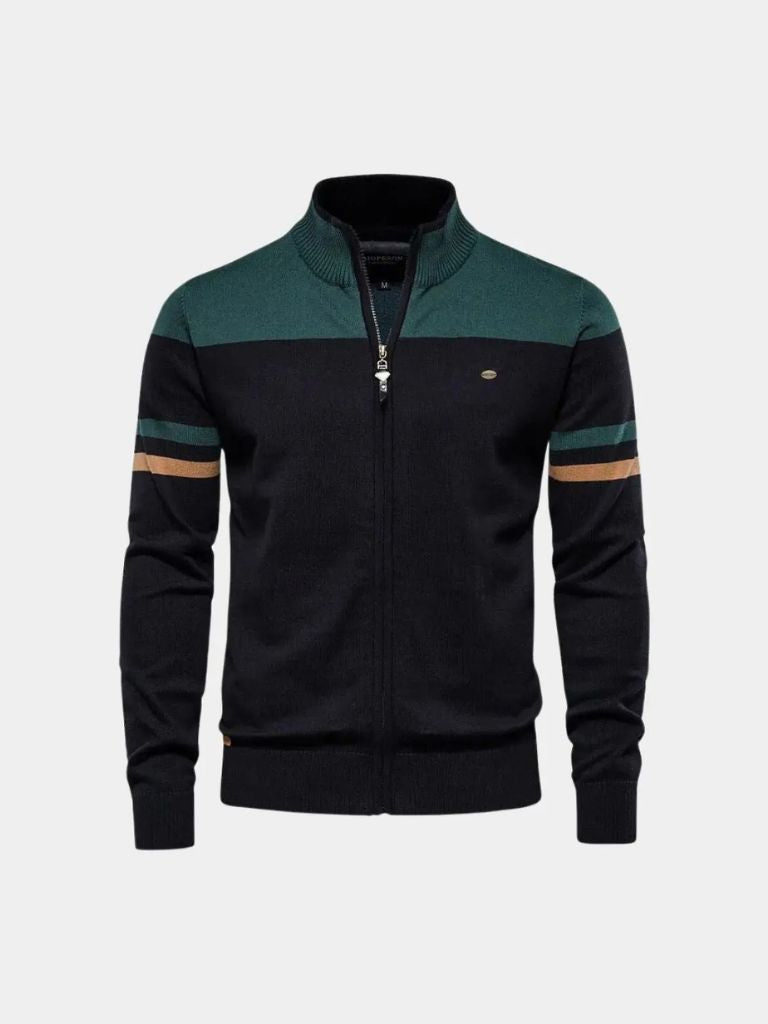 Zipped Cardigan with High Collar - Finley & Family