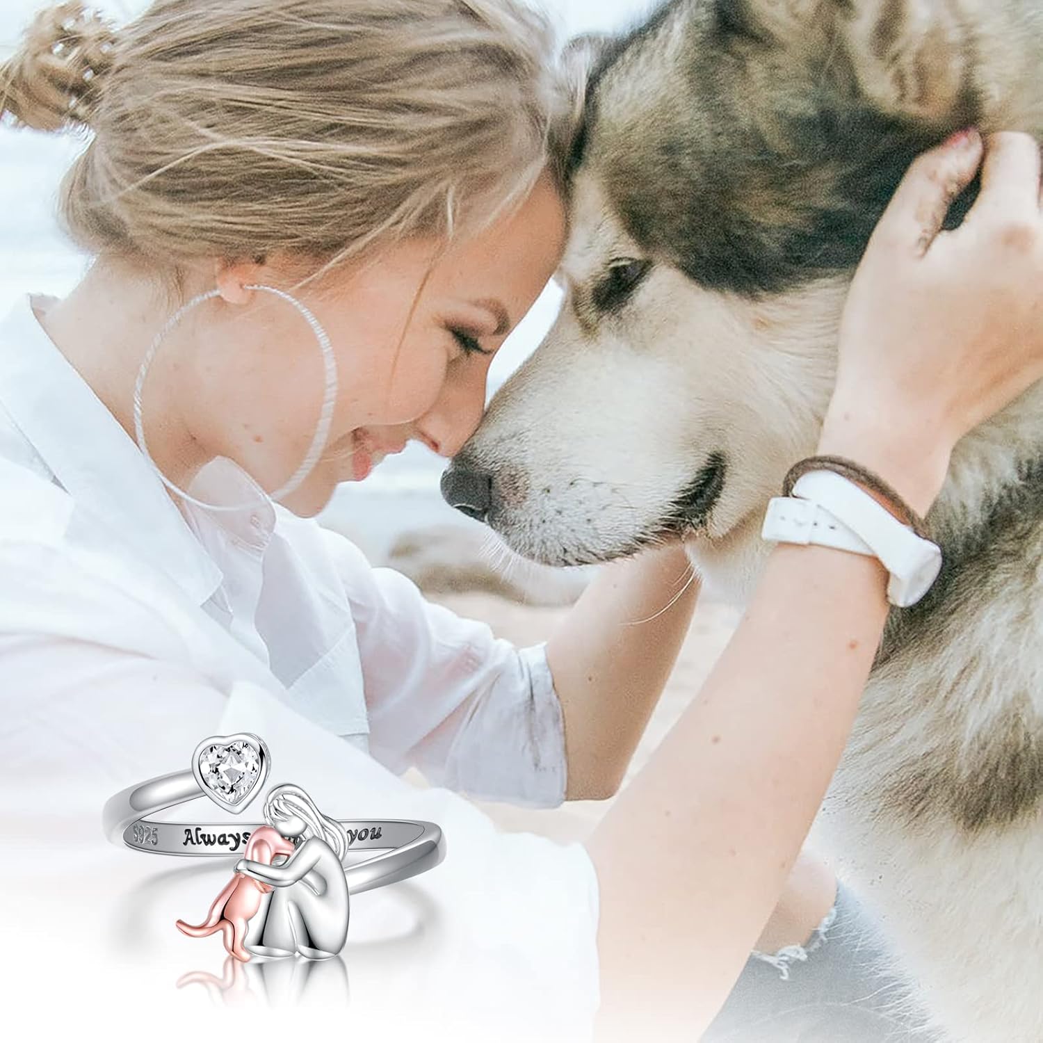 Adjustable Silver Dog Ring – “Always in My Heart” - Laura Gioielli