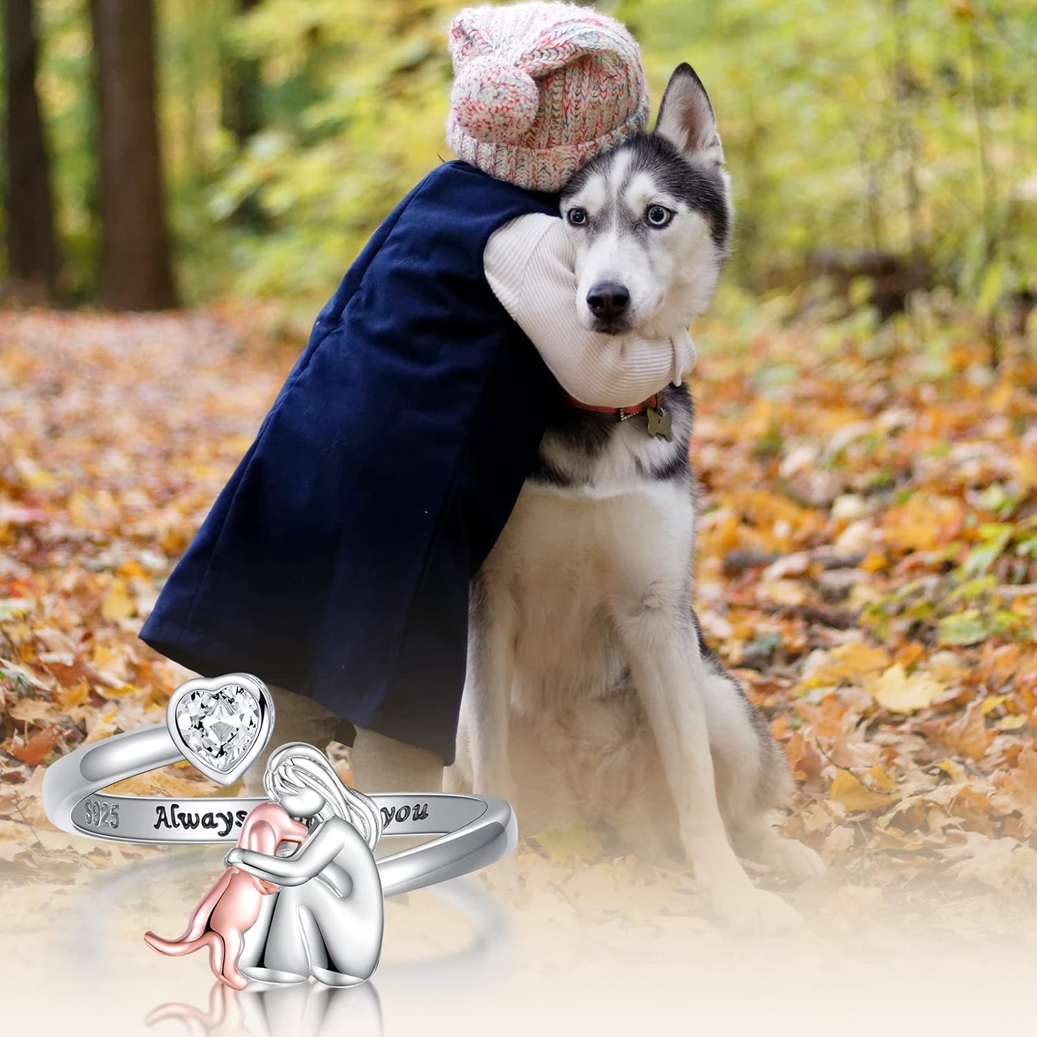 Adjustable Silver Dog Ring – “Always in My Heart” - Laura Gioielli