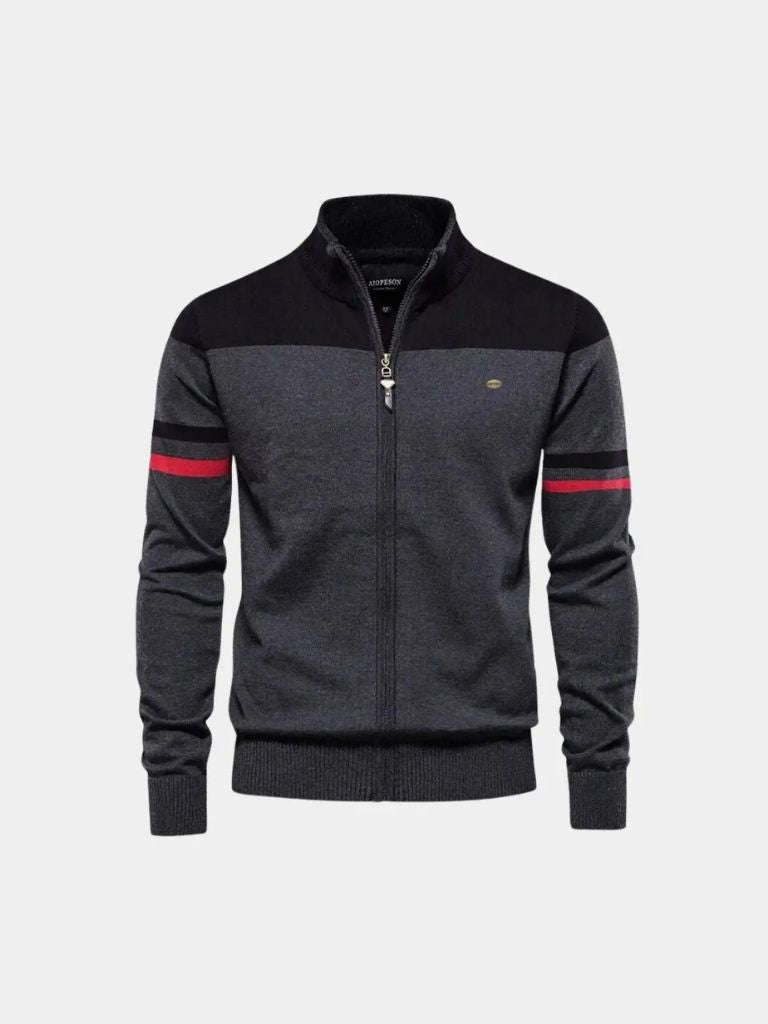 Zipped Cardigan with High Collar - Finley & Family