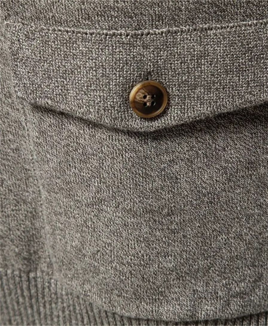 Knitted Cotton Sweater with High Collar - Finley & Family