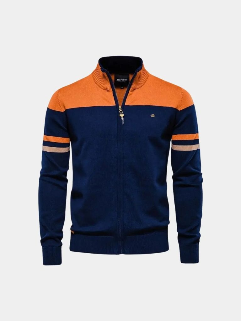 Zipped Cardigan with High Collar - Finley & Family