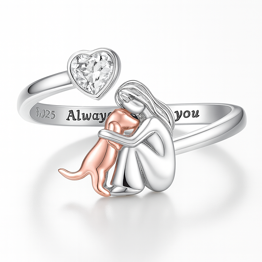 Adjustable Silver Dog Ring – “Always in My Heart” - Black Friday