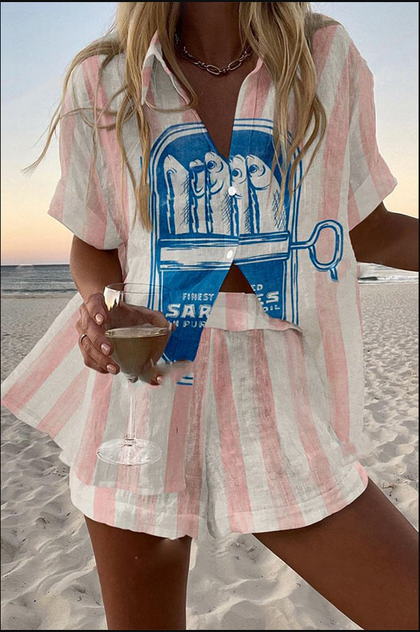 Silava | Short Set with Sardine Print