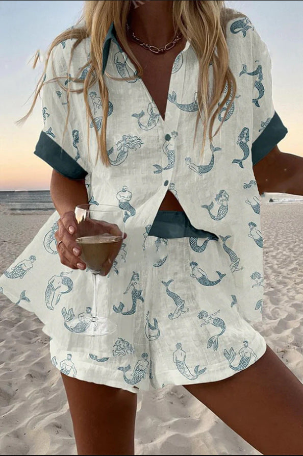 Jalira | Short Set with Mermaid Print