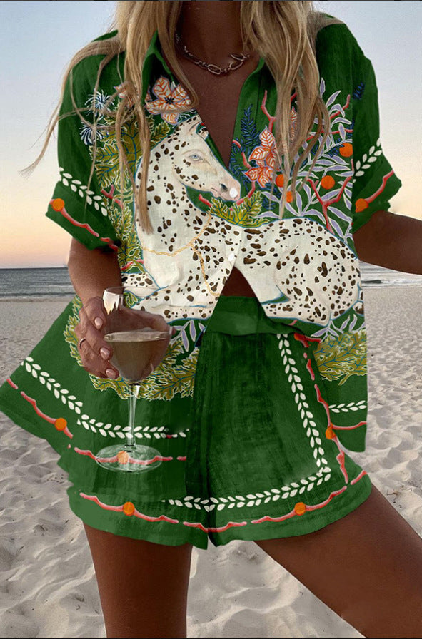 Céphira | Short Set with Horse Print