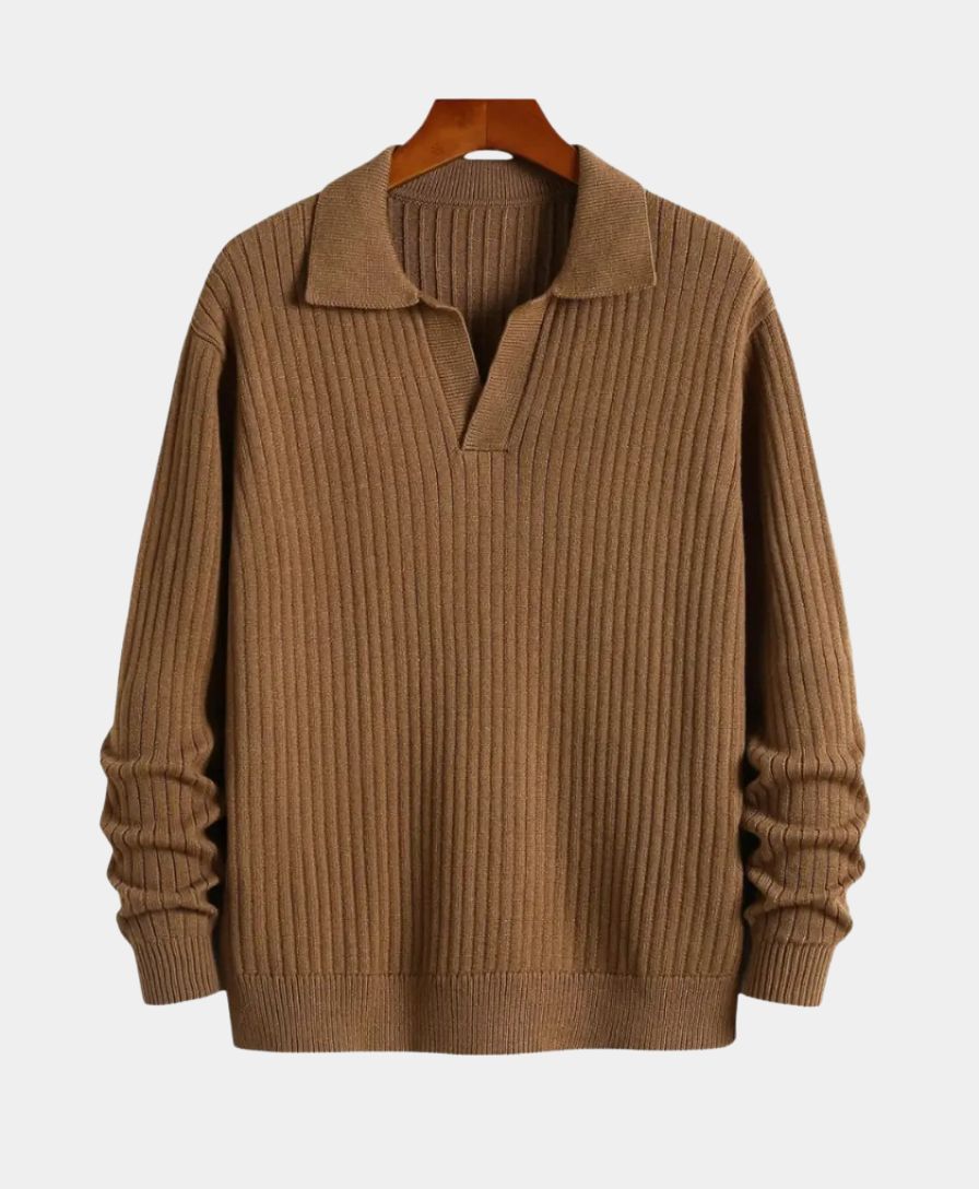 Polyester Sweater with V-Neck - Finley & Family