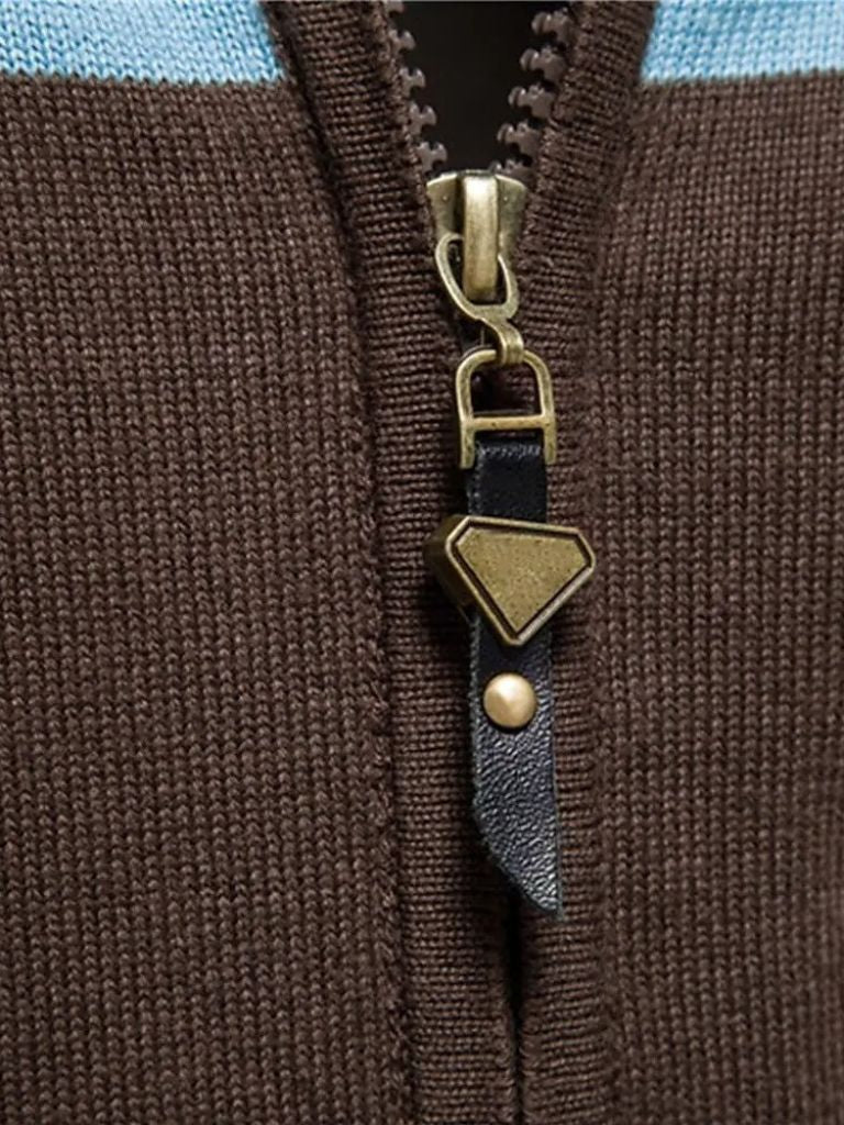 Finley & Family High-Collar Knitted Cardigan with Zipper