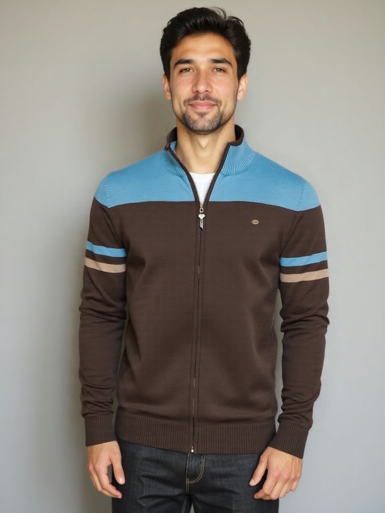 Finley & Family High-Collar Knitted Cardigan with Zipper