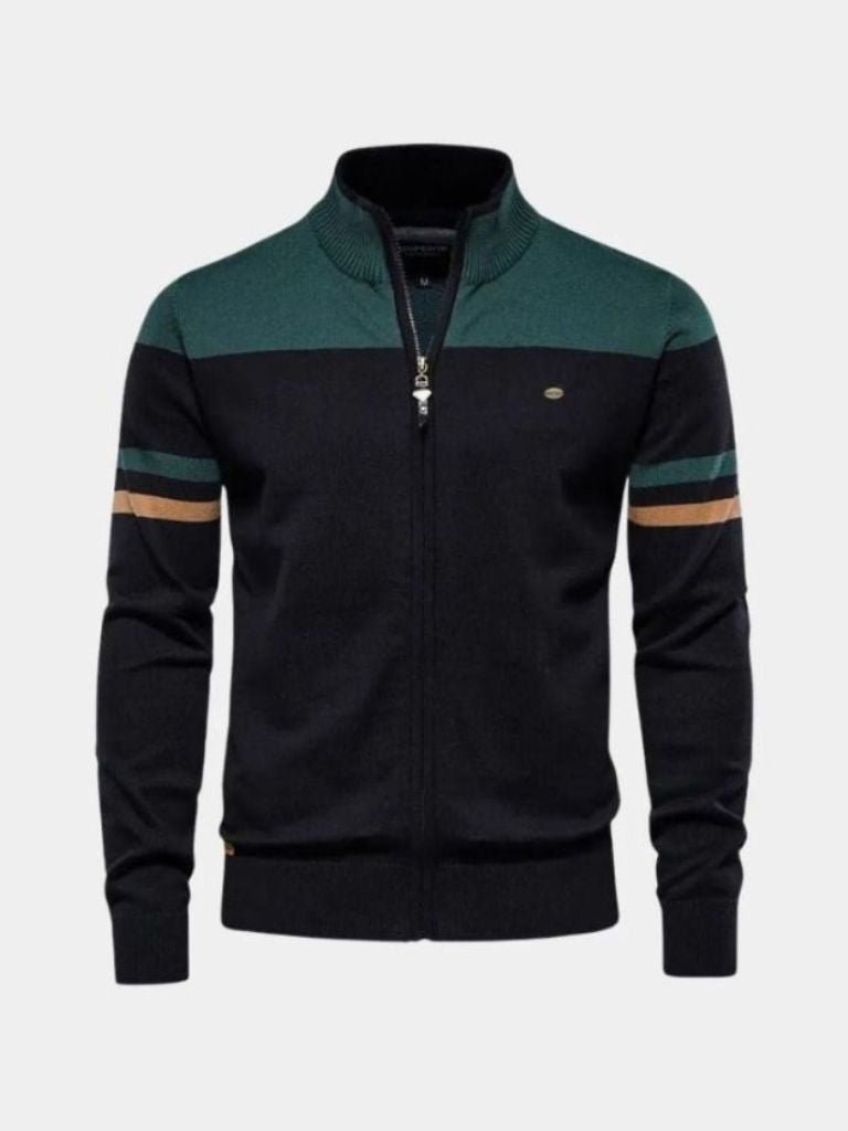 Finley & Family High-Collar Knitted Cardigan with Zipper