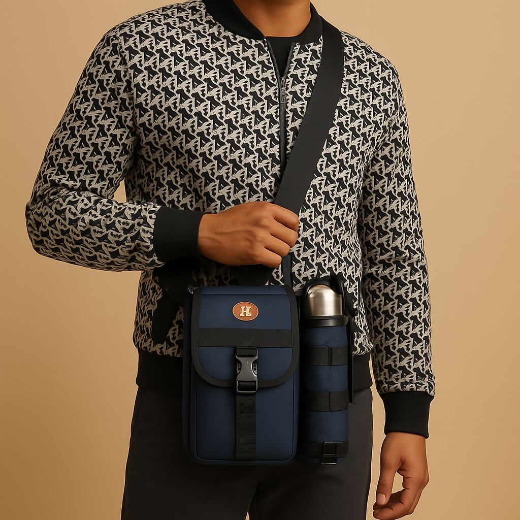 Compact crossbody water bottle carrier bag for men | Mason