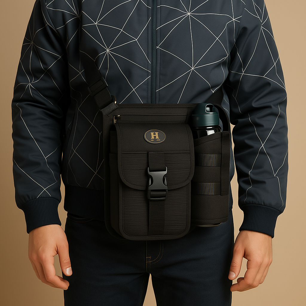 Compact crossbody water bottle carrier bag for men | Mason