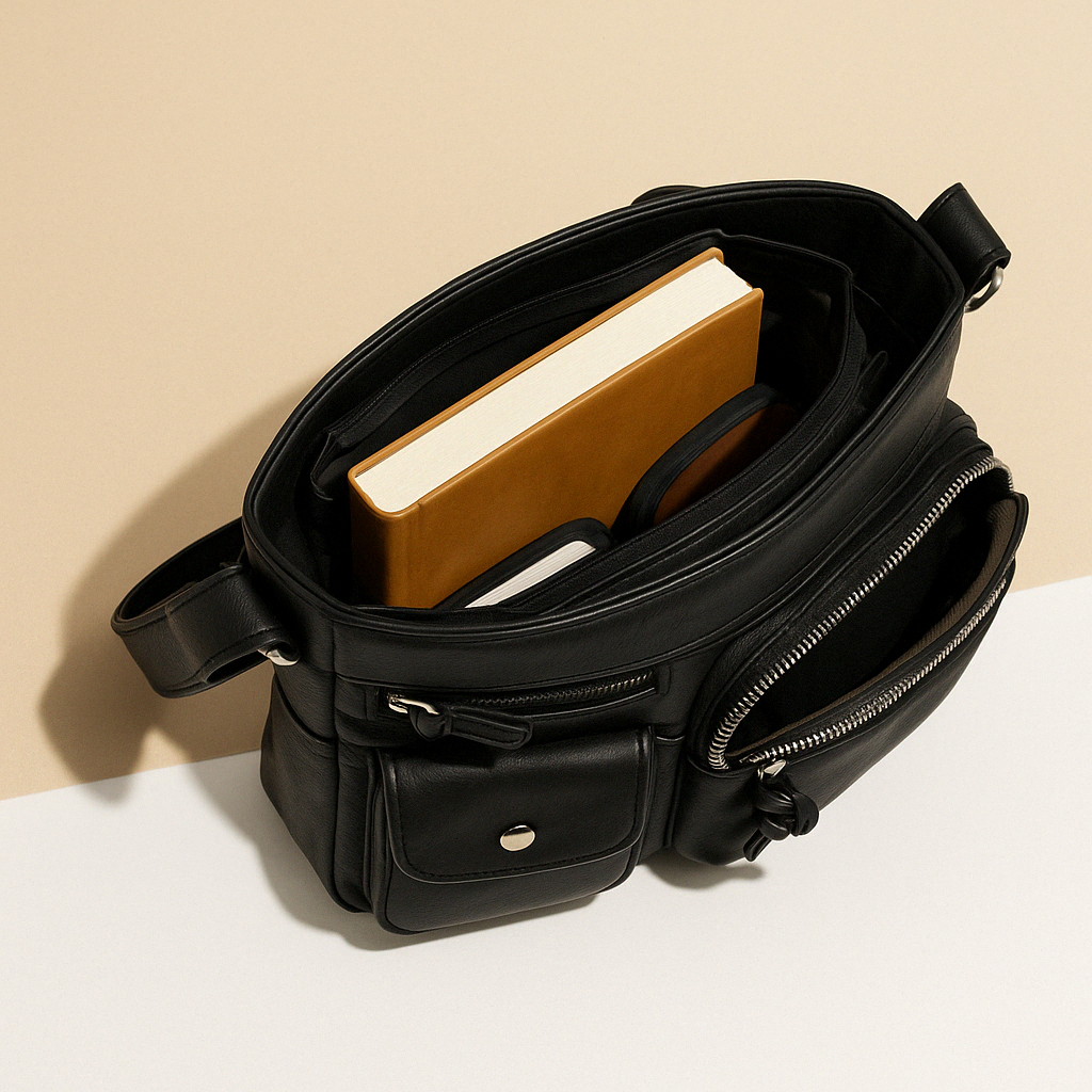 Convertible anti-theft leather shoulder bag with pockets for women | Brielle