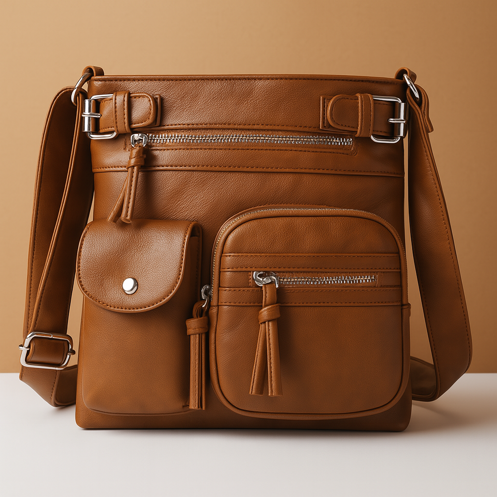 Convertible anti-theft leather shoulder bag with pockets for women | Brielle