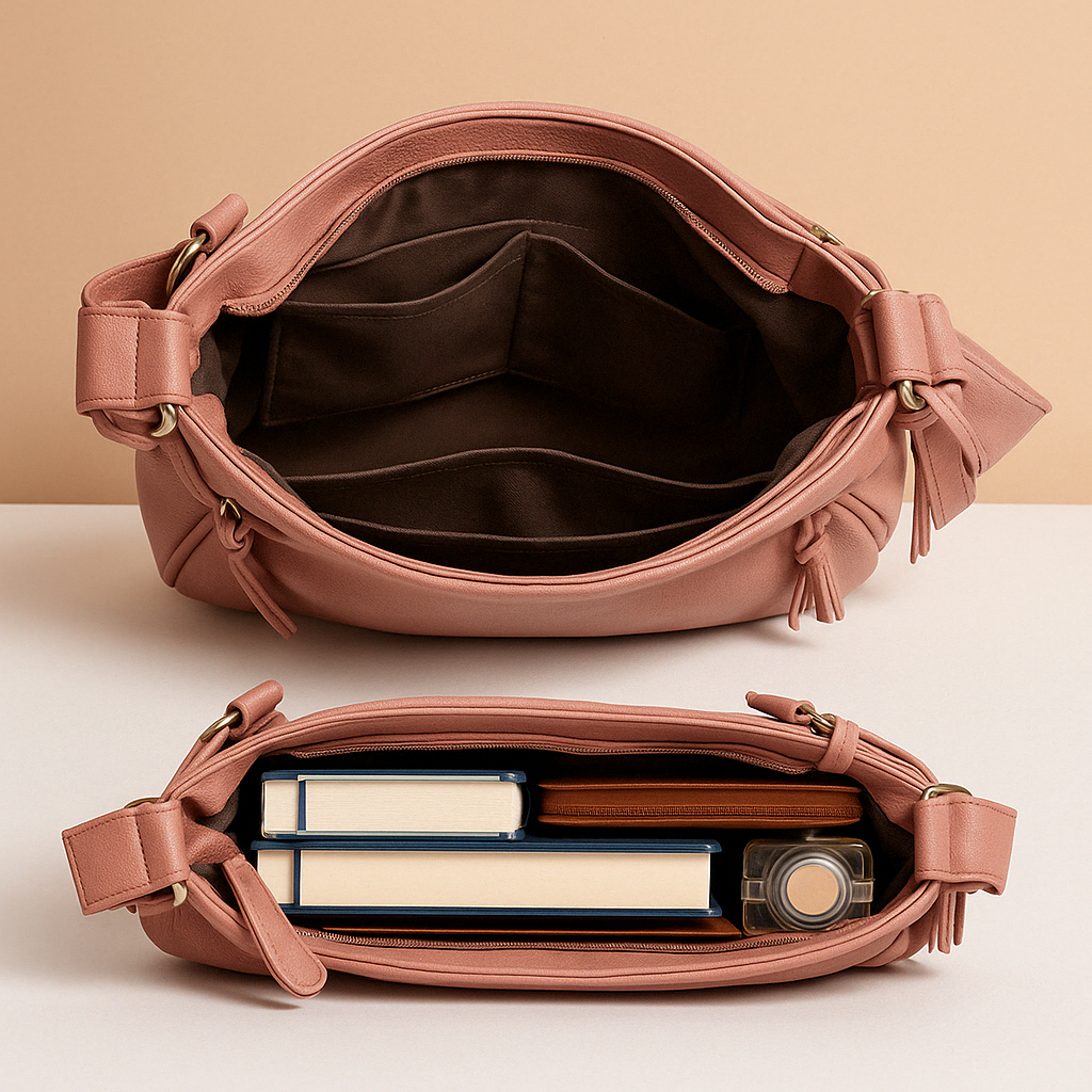 Convertible anti-theft leather shoulder bag with pockets for women | Brielle