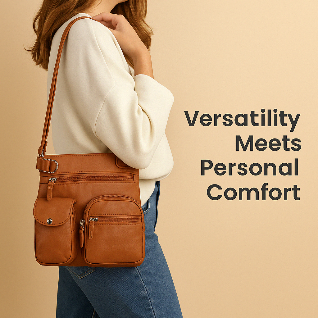 Convertible anti-theft leather shoulder bag with pockets for women | Brielle