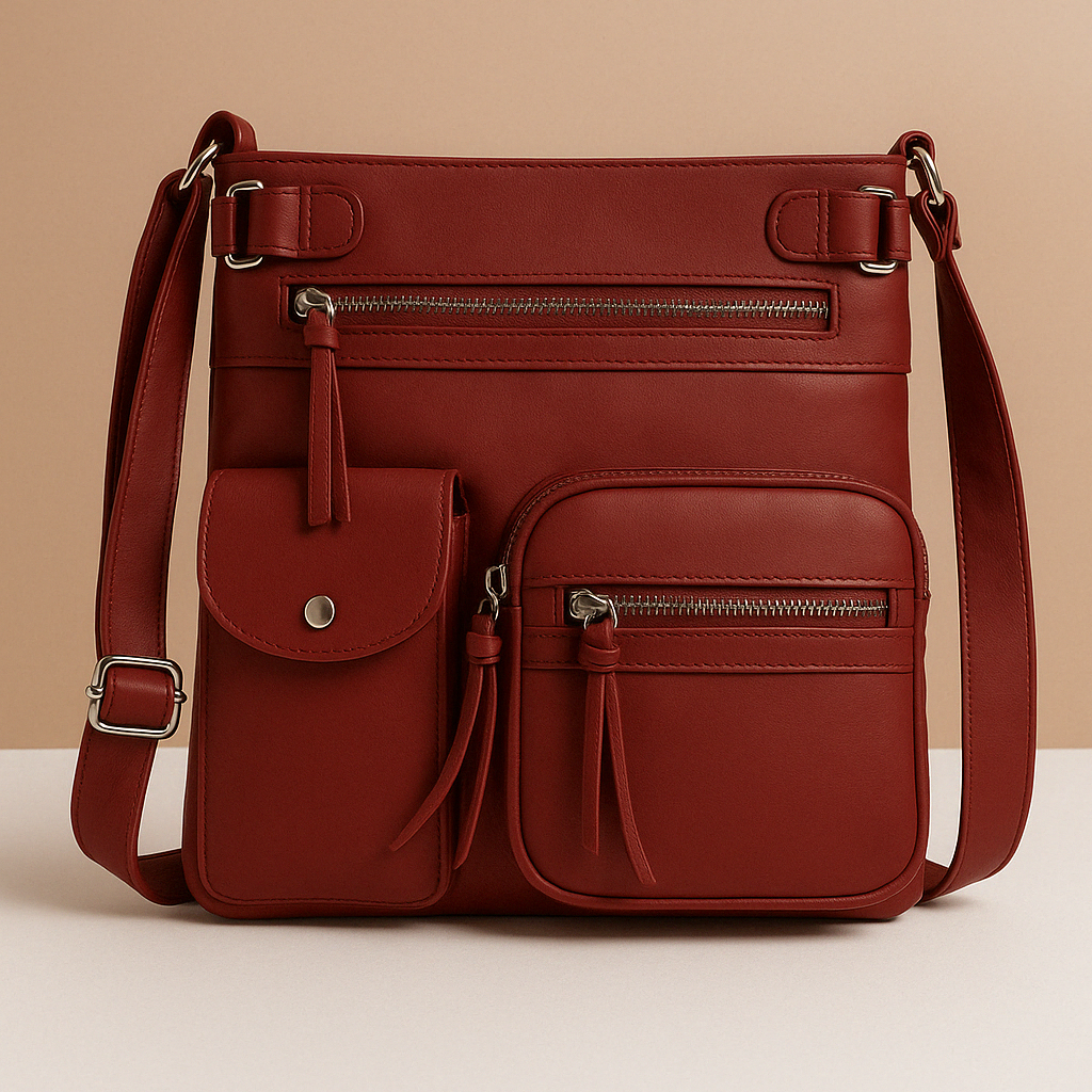 Convertible anti-theft leather shoulder bag with pockets for women | Brielle