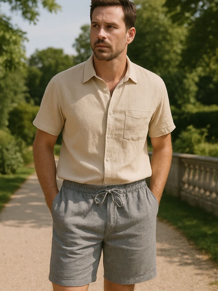 Grey Linen Shorts - Finley & Family