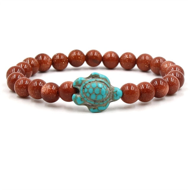 Bracelets with Unique Natural Stone Beads in Turtle Shape