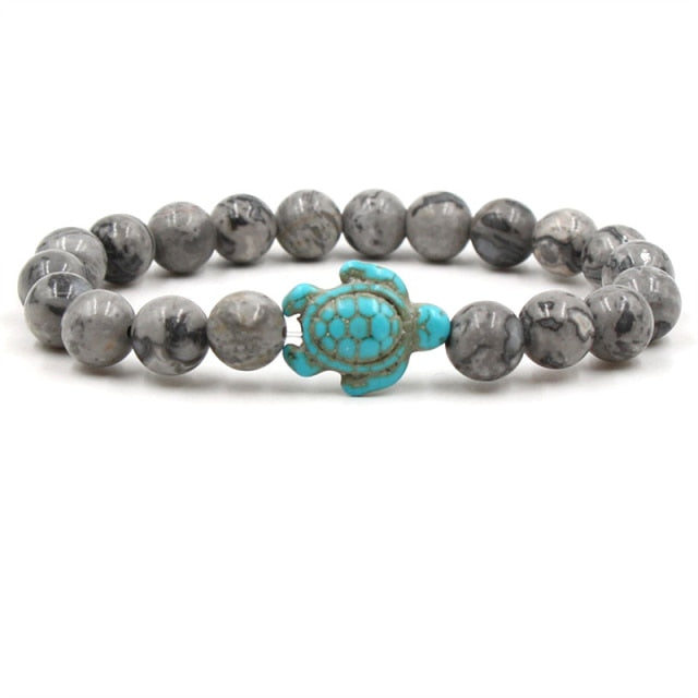 Bracelets with Unique Natural Stone Beads in Turtle Shape