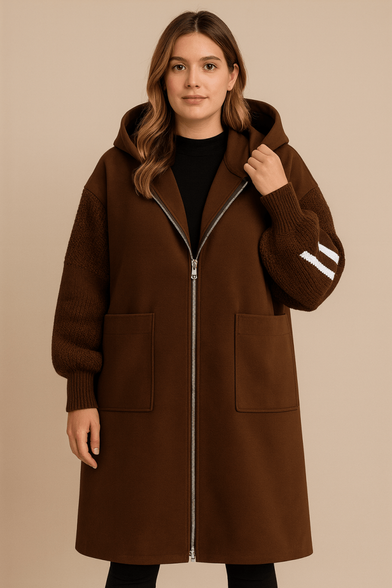 SELENE | LONG KNITTED HOODED COAT