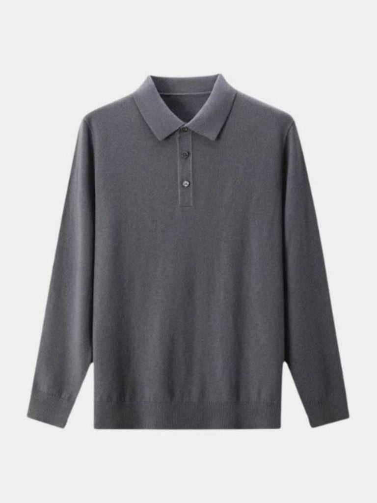 Buttoned Knit Wool Polo Sweater - Finley & Family