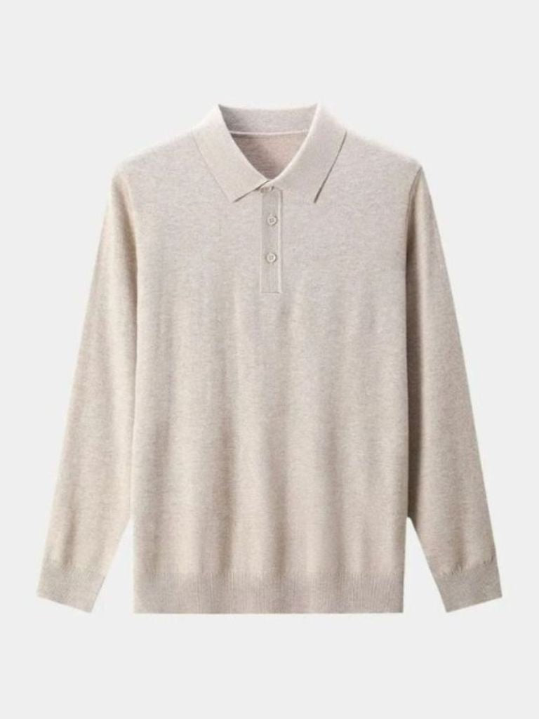 Buttoned Knit Wool Polo Sweater - Finley & Family