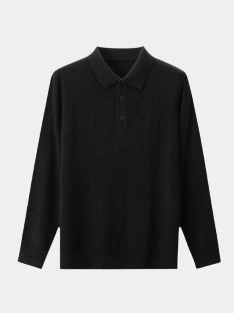Buttoned Knit Wool Polo Sweater - Finley & Family