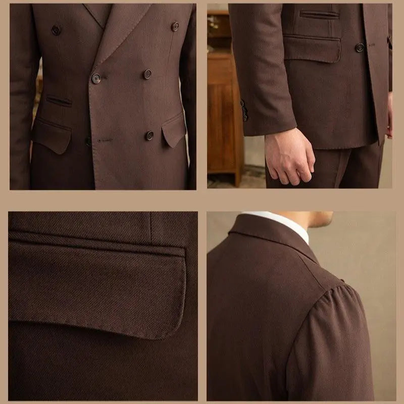 Dark Brown Gabardine Suit (Jacket + Trousers)