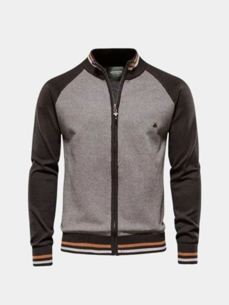 Vibrant High-Neck Wool Cardigan with Zipper - Finley & Family