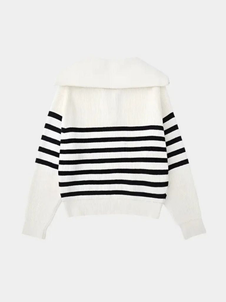 Knitted Sweater with Zipper and Stripes - Finley & Family