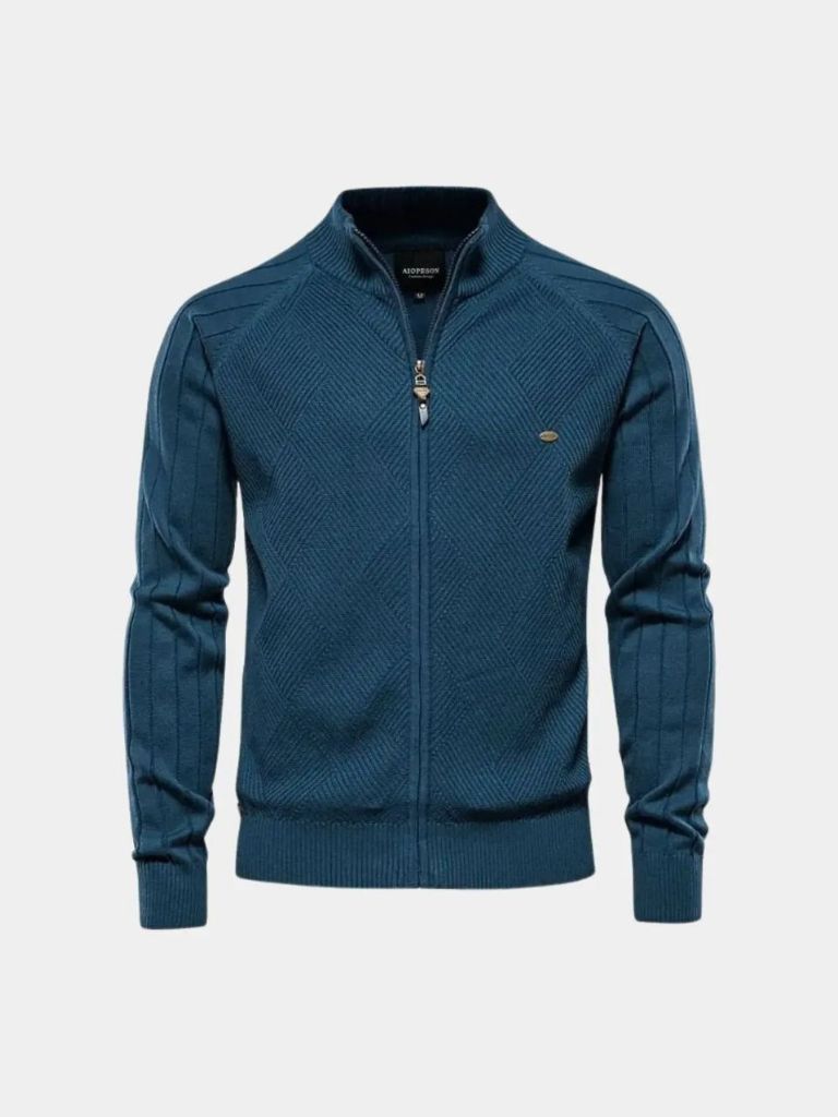 Simple Jacquard Zip Sweater - Finley & Family