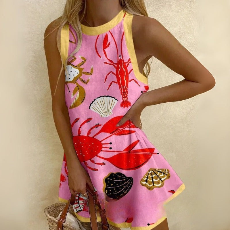 Elisa | Mini Dress with Marine Print