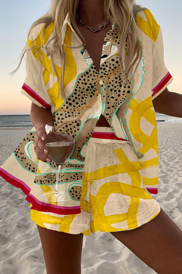 Casima | Short Set with Leopard Print