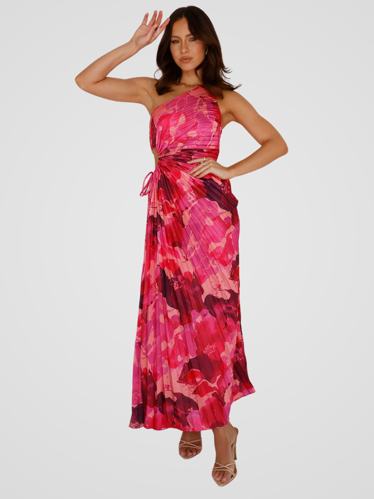 ONE-SHOULDER PLEATED DRESS AURORA