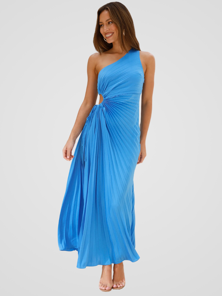 ONE-SHOULDER PLEATED DRESS AURORA