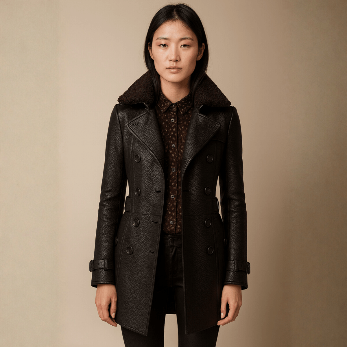 ALLESIA | Sophisticated Leather Coat