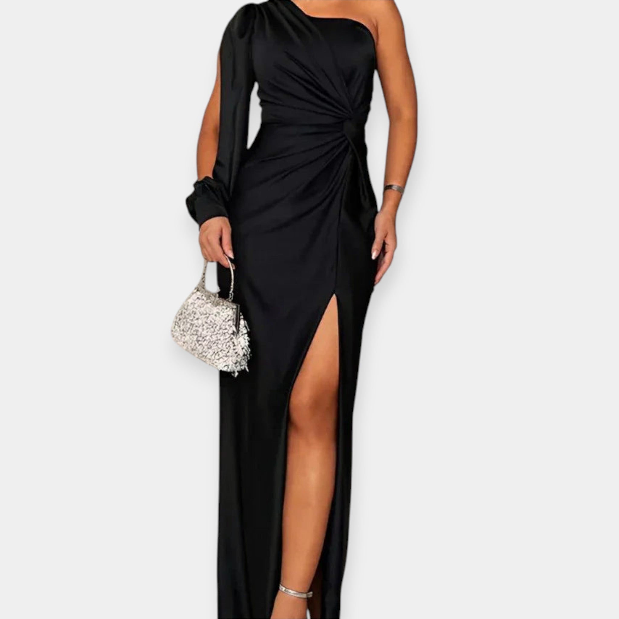 One-Shoulder Maxi Dress with Slit