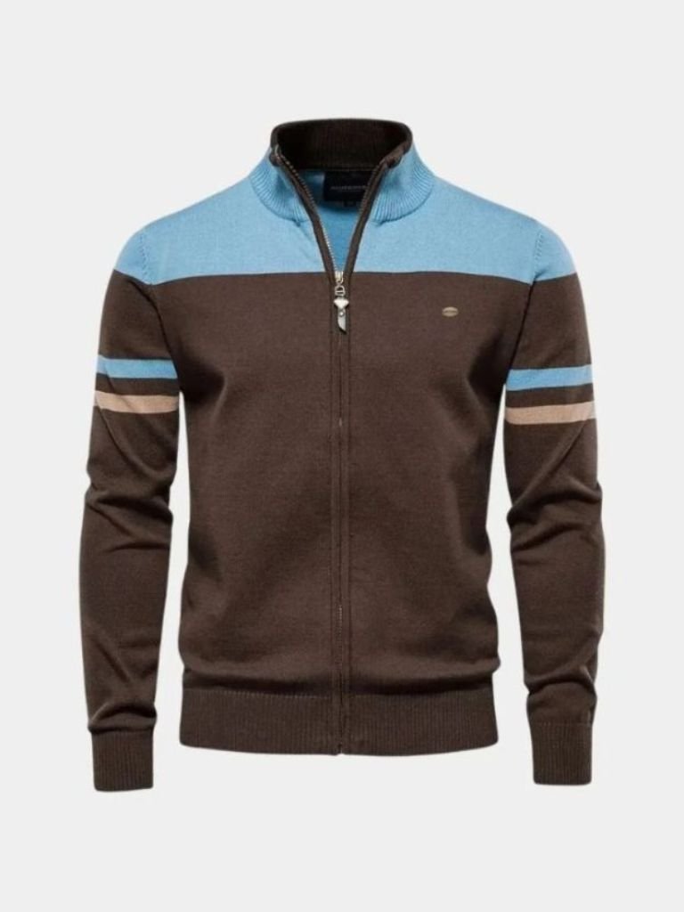 Finley & Family High-Collar Knitted Cardigan with Zipper