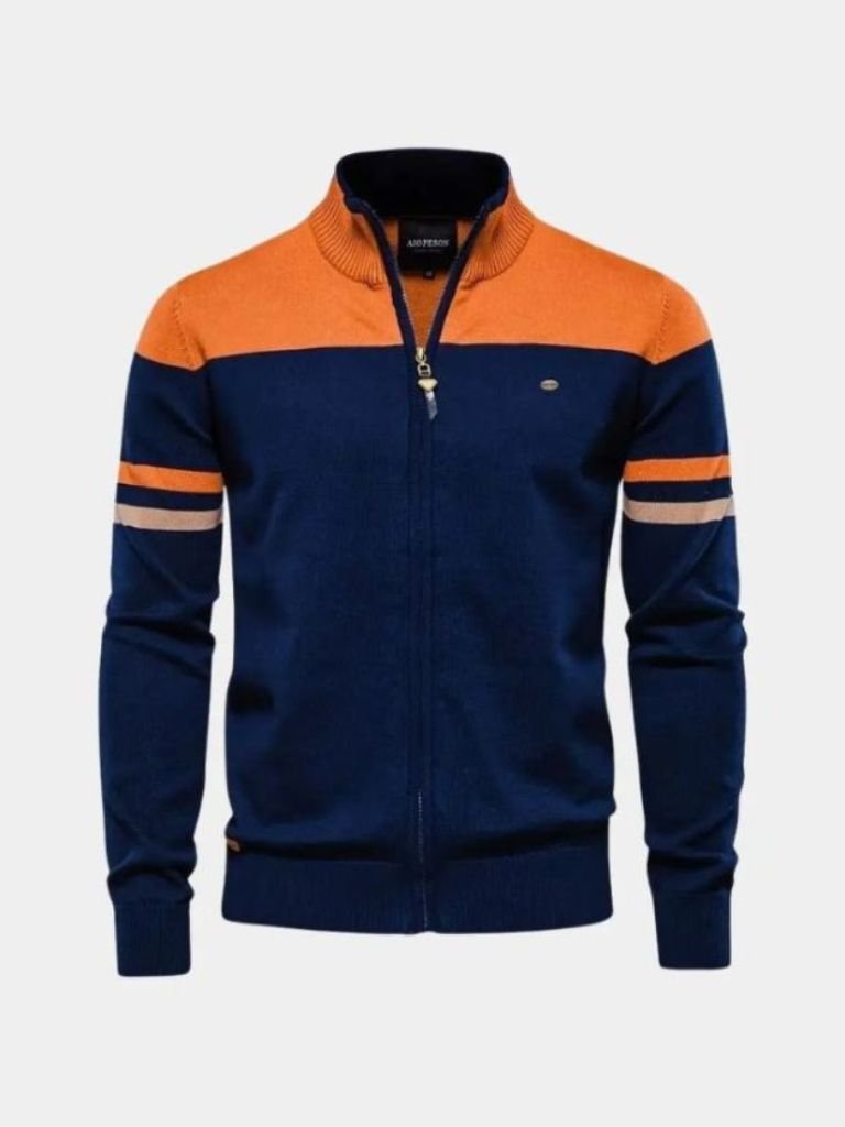 Finley & Family High-Collar Knitted Cardigan with Zipper