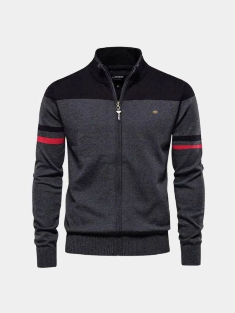 Finley & Family High-Collar Knitted Cardigan with Zipper