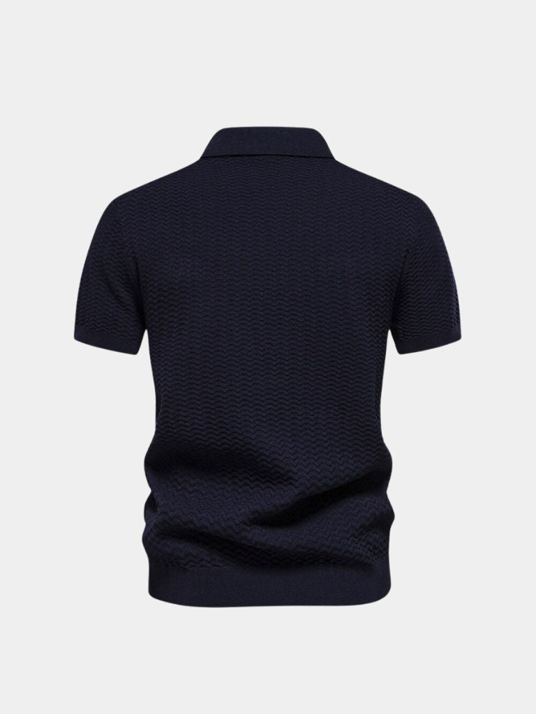Classic Fitted Polo with Zip Collar and Short Sleeves - Finley & Family