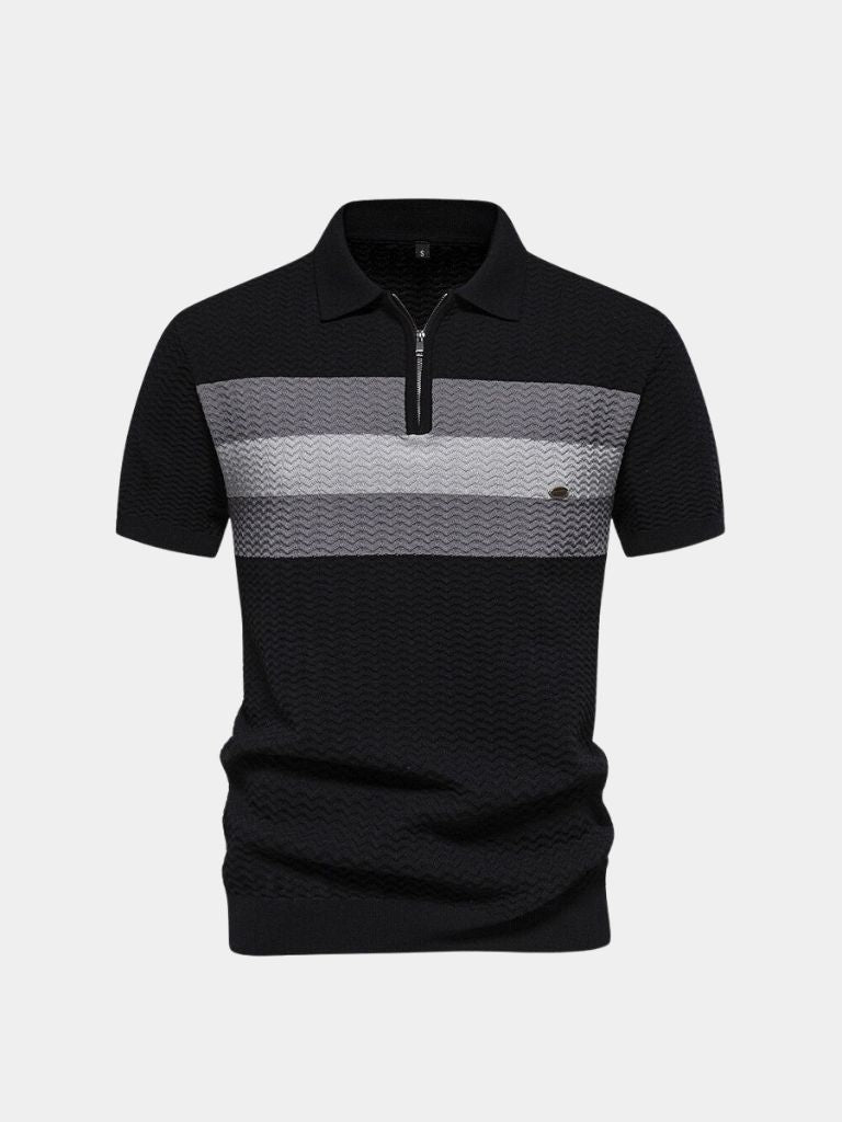 Classic Fitted Polo with Zip Collar and Short Sleeves - Finley & Family