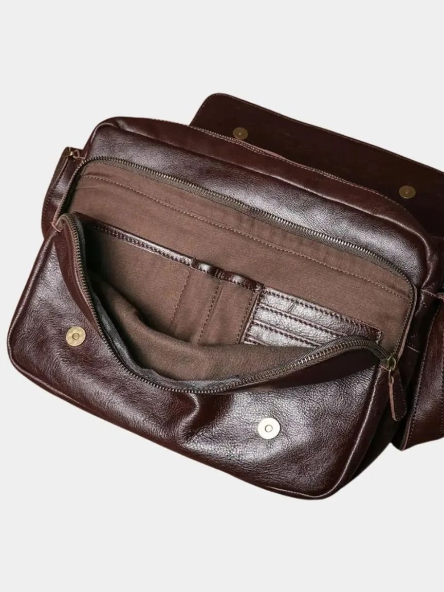 Finley & Family Timeless Leather Messenger Bag
